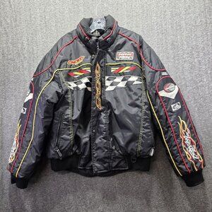 Choko Design Jacket Mens Large Black HR2 Racing Storm Proofed Flames Insulated